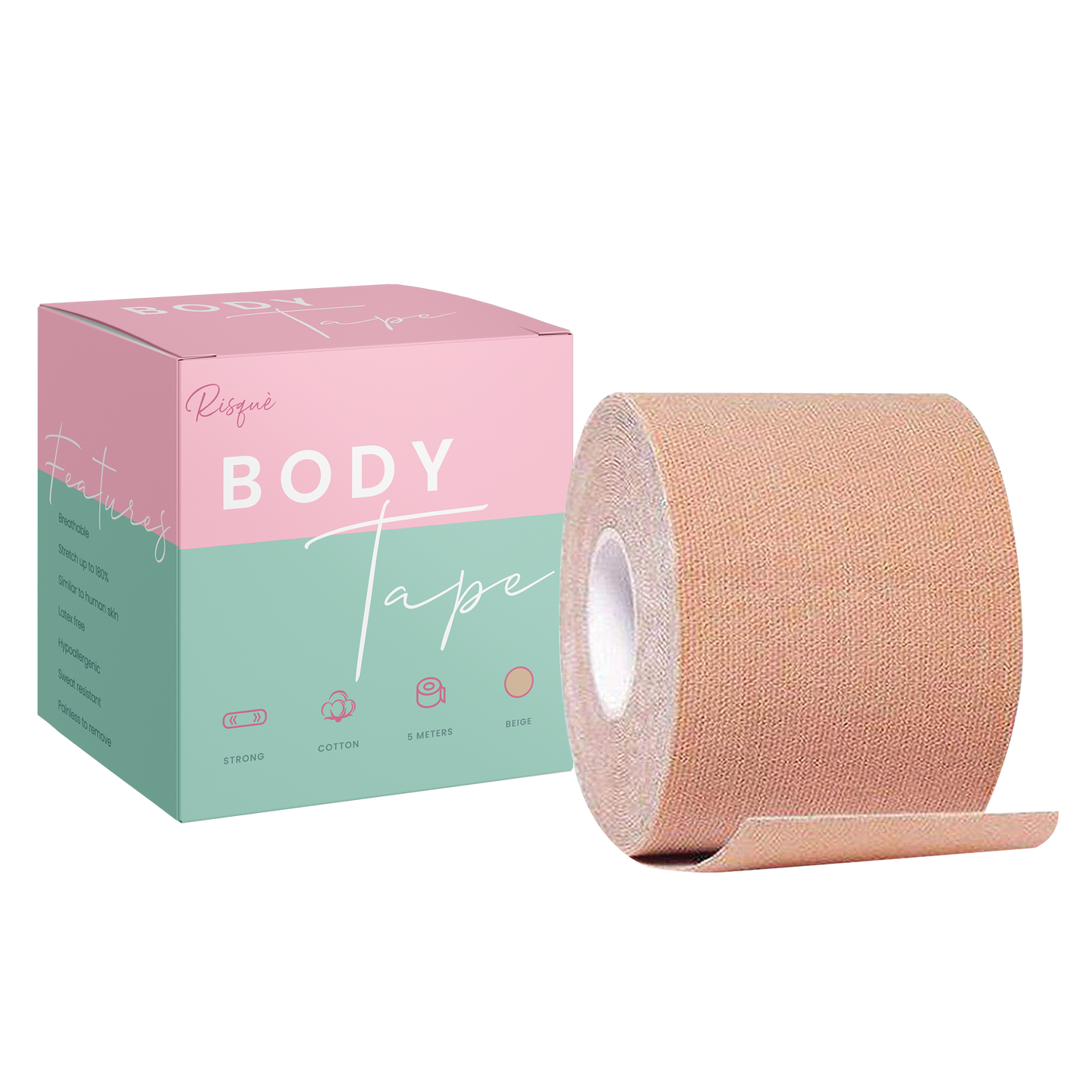 Booby Tape - The Original Breast Tape for Women, Latex-Free and Waterproof  Boob Tape Roll, Painless Body Tape for Breast, Reliable Bra Tape for Boob  Lift of Any Size, Black, 5-Meter Roll 